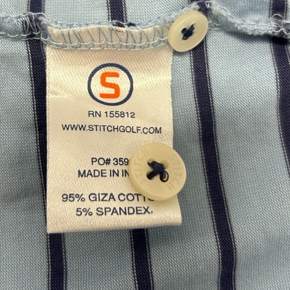 Stitch Men's Blue Striped Polo Golf Shirt Short Sleeve preppy soft - Picture 7 of 8